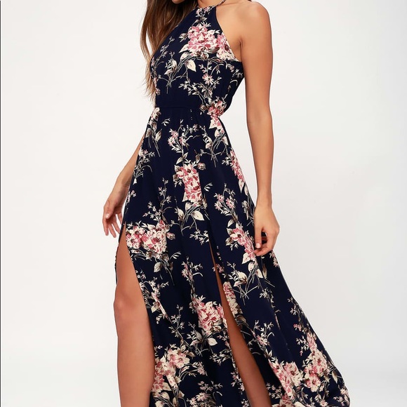 Lulus Dresses & Skirts - Lulu’s Feel the Music Blue Floral Maxi Dress